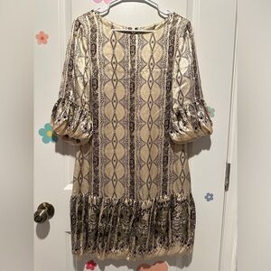 Gianni Bini Silk Bubble Sleeve & Hem Dress